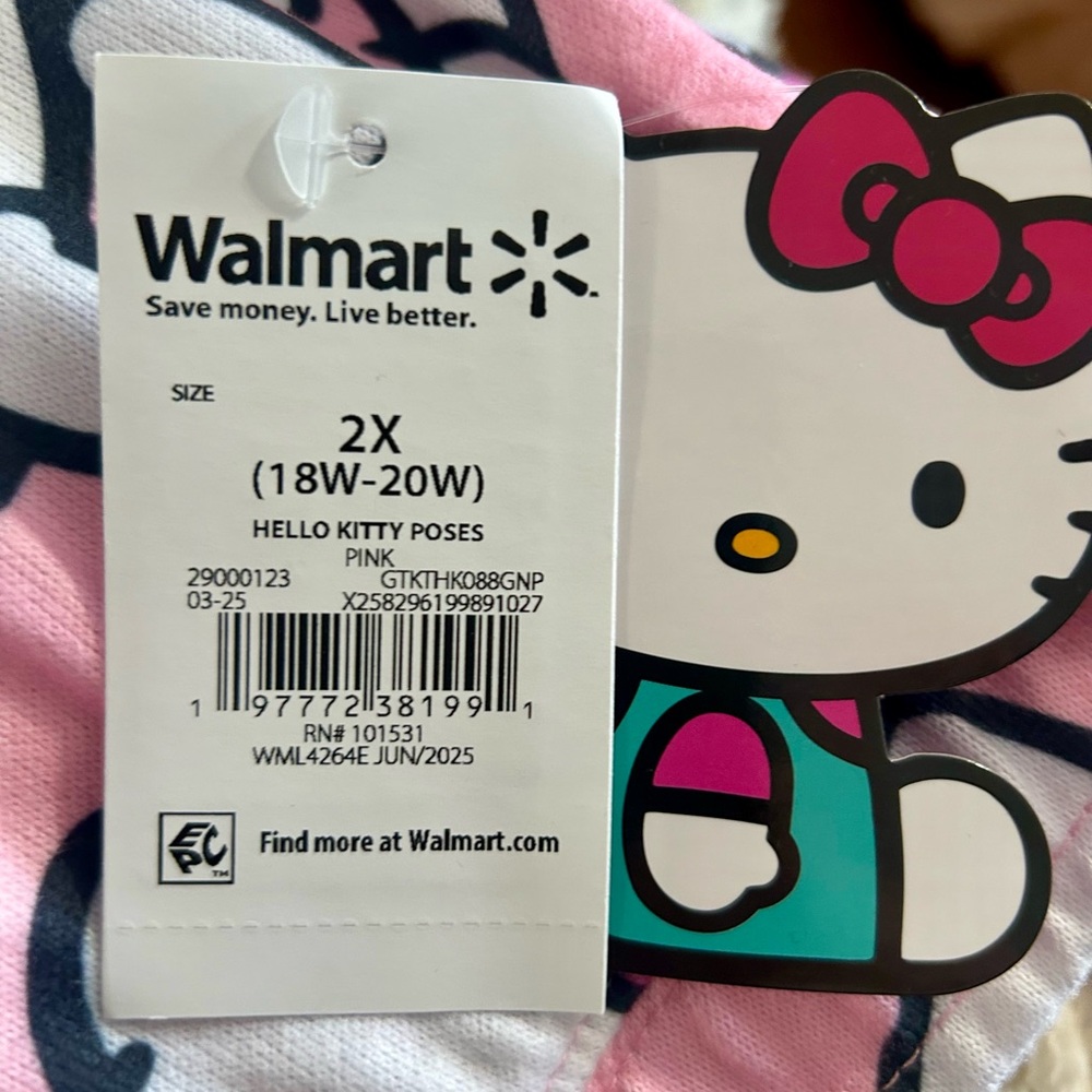 Womens Sanrio Hello Kitty Pajama Pants w/ Shirt 2x - Picture 4 of 6